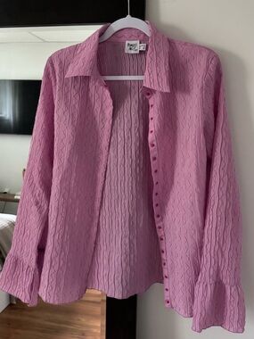Princess Polly Pink 70s-esque Button-Up Blouse